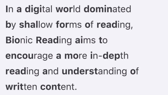 Bionic reading