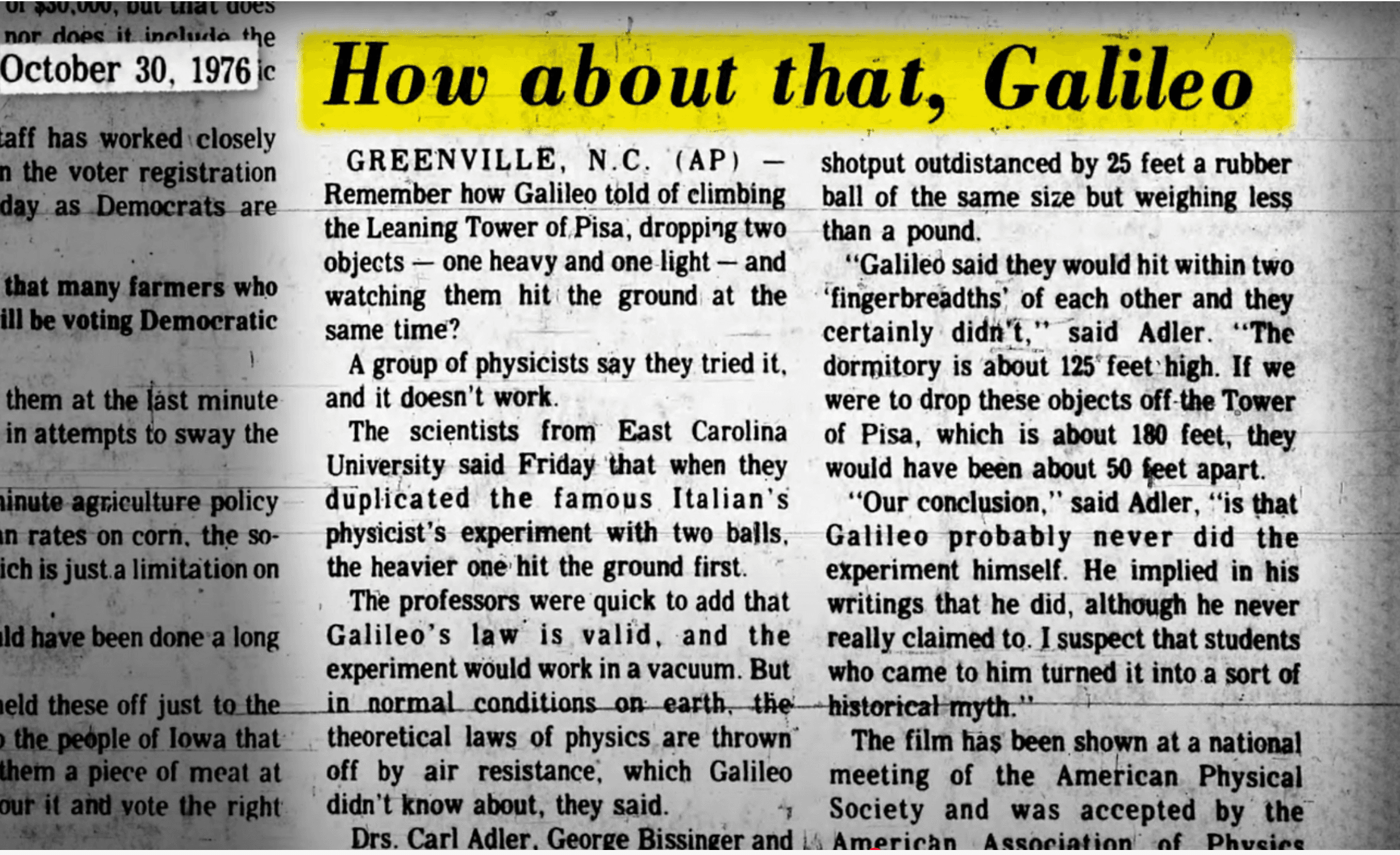 Mythbusters: Galileo Edition